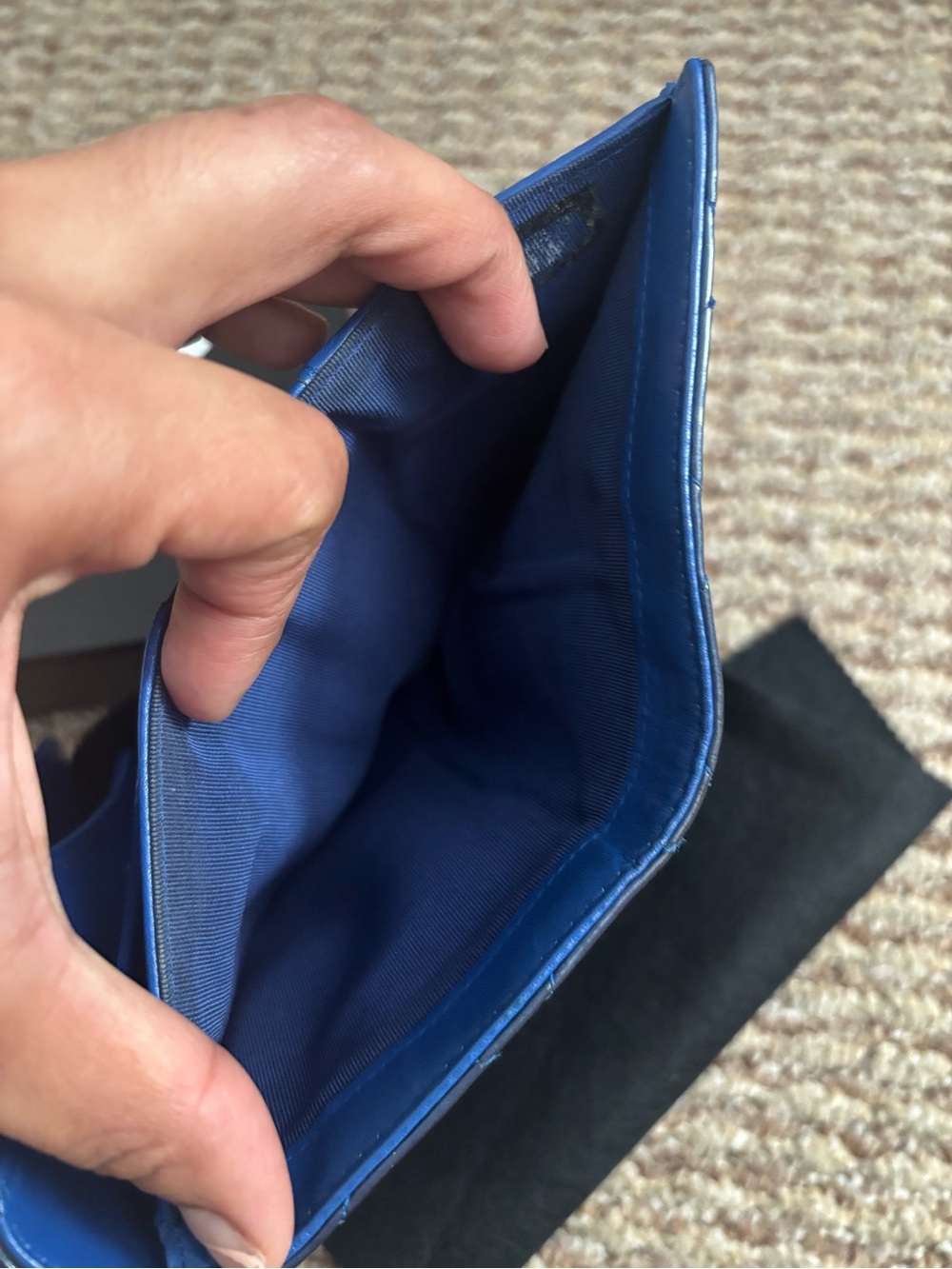 Authentic CHANEL Continental Quilted Patent Leather Wallet in Deep Blue - Picture 11 of 15